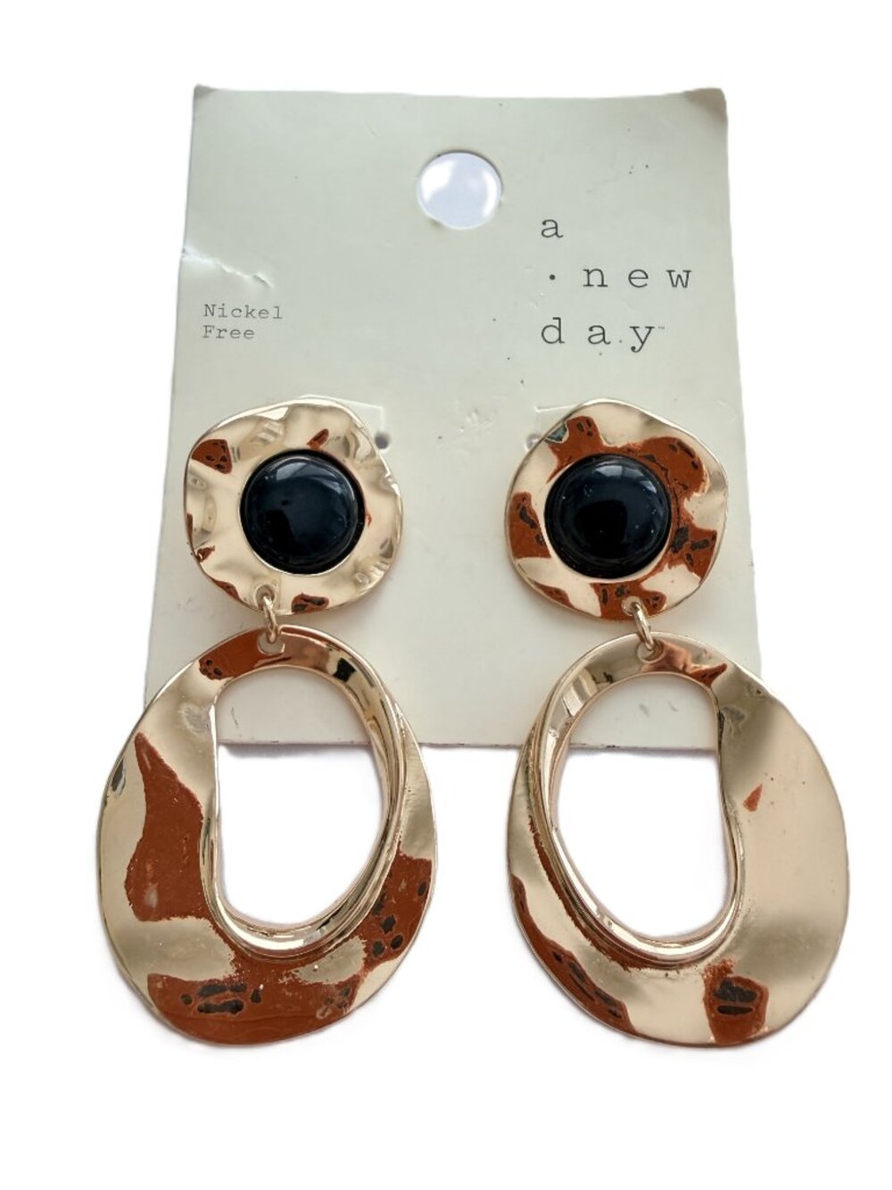 A New Day Gold Tone Organic Oval Drop Earrings Modern statement earrings